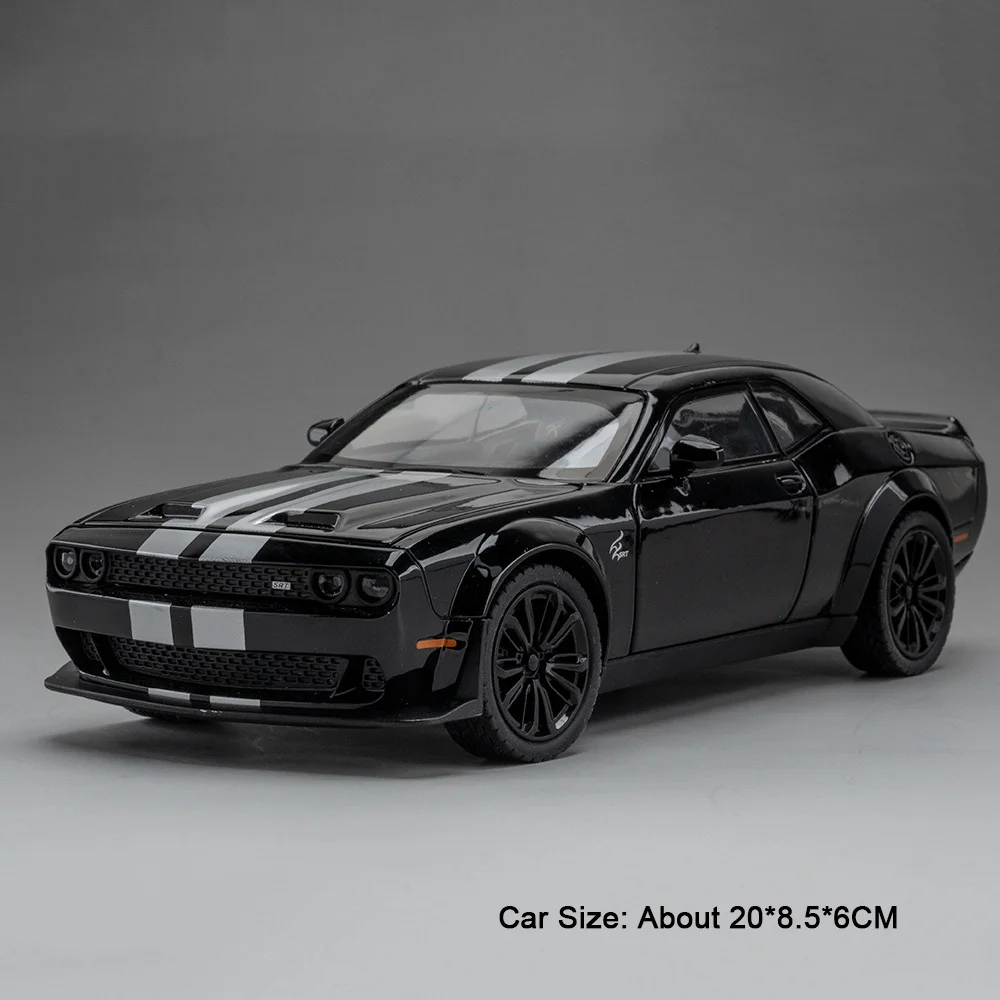 (negro) Modelo De Juguete Hellcat A Escala 1:22, Con Volante Giratorio Y Puertas Que Se Pueden Abrir.