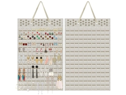 Organizador De Pendientes Colgante Para Pared Con Capacidad Para Hasta 300 Pares, Bolsa Para Guardar Joyas (beige)