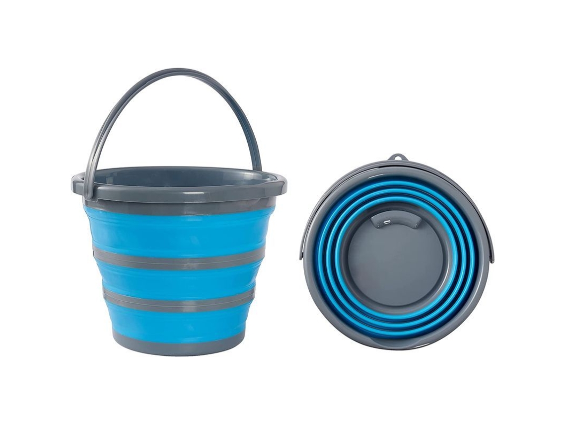 Cubo Plegable De Silicona De 10 Litros - Multiusos, Portátil, Para Limpieza, Pesca Y Camping - Se Pliega Hasta 5 Cm
