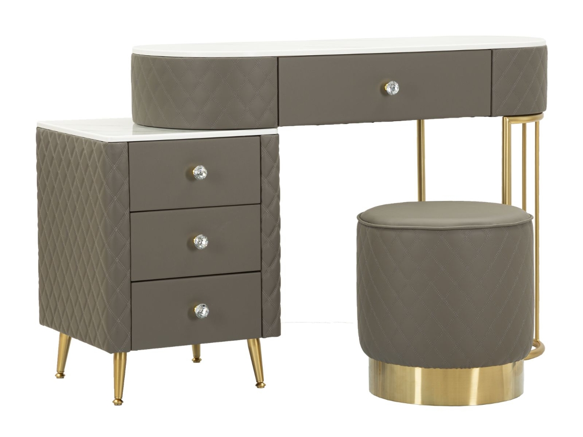 Toeletta Sharon Grigia con otomana Cm 120x40x75 (otomana Ø36x39)