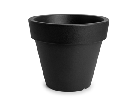 THEONE Maceta Redonda 17L en Resina de Polietileno. Negro PLASTIKEN
