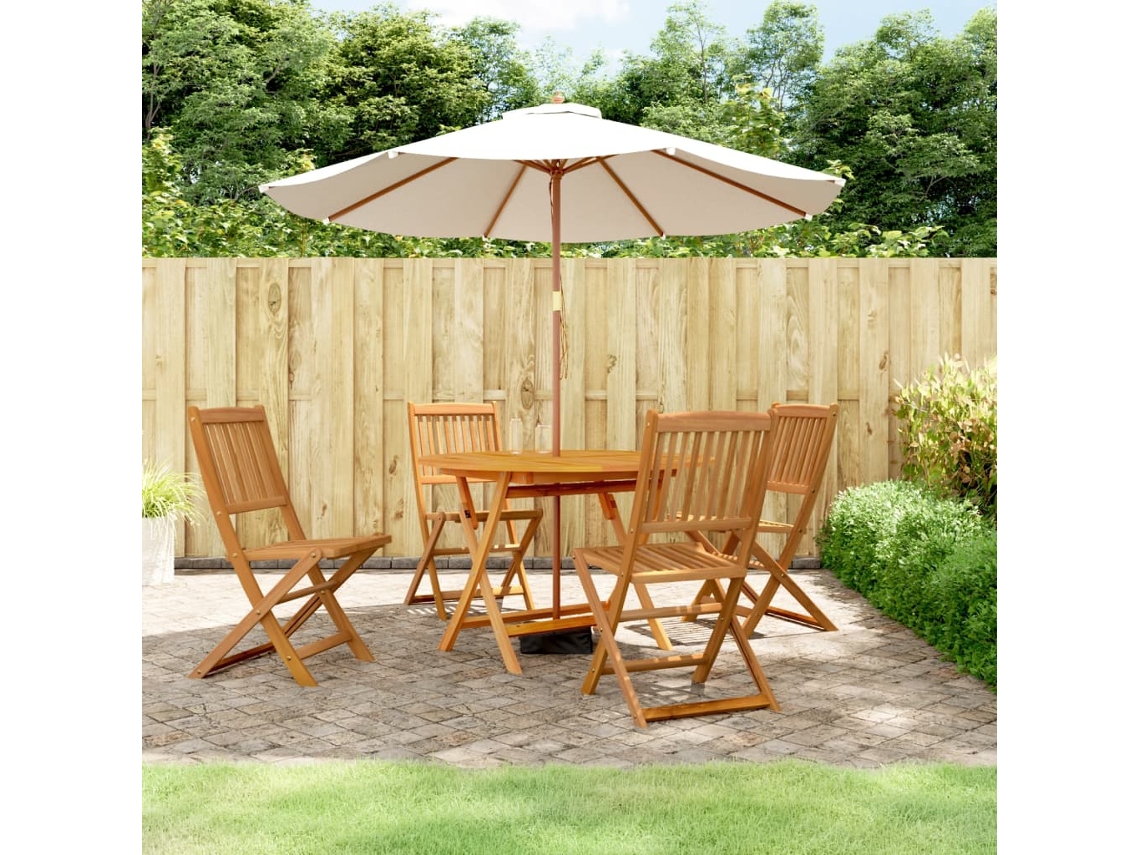 Juego de comedor de jardín de 5 piezas en madera maciza de acacia, DKD Home Decor
