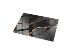 Cristal Para Mesa Rectangular Espelharte (100x70 Cm - Patrón De Mármol Con Vetas - Negro)
