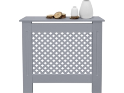 Cubierta para radiador ECD Germany 78x19x82 cm MDF lacado gris diseño de nido de abejas
