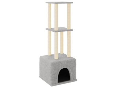 Rascador para gatos con postes de sisal gris claro VIDAXL (133,5 cm)