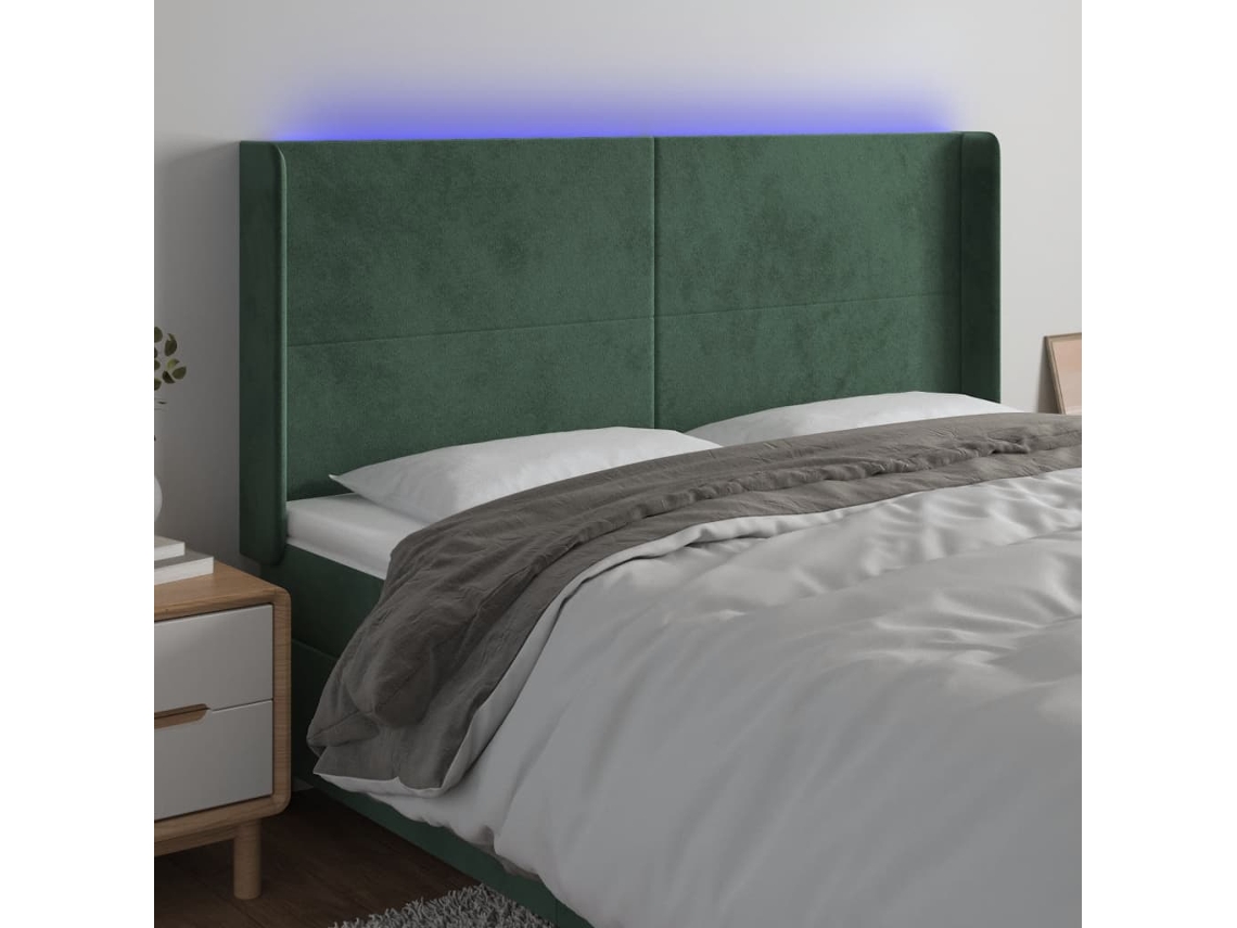 Cabecero Con Led VIDAXL Verde Terciopelo (203x16x128 cm )