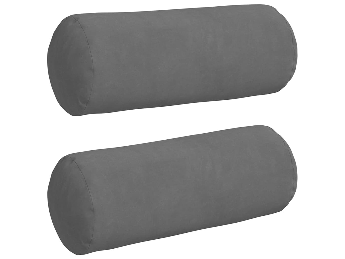 Cojines Bolster 2 Uds Gris Oscuro Ø 15 X 40 Cm