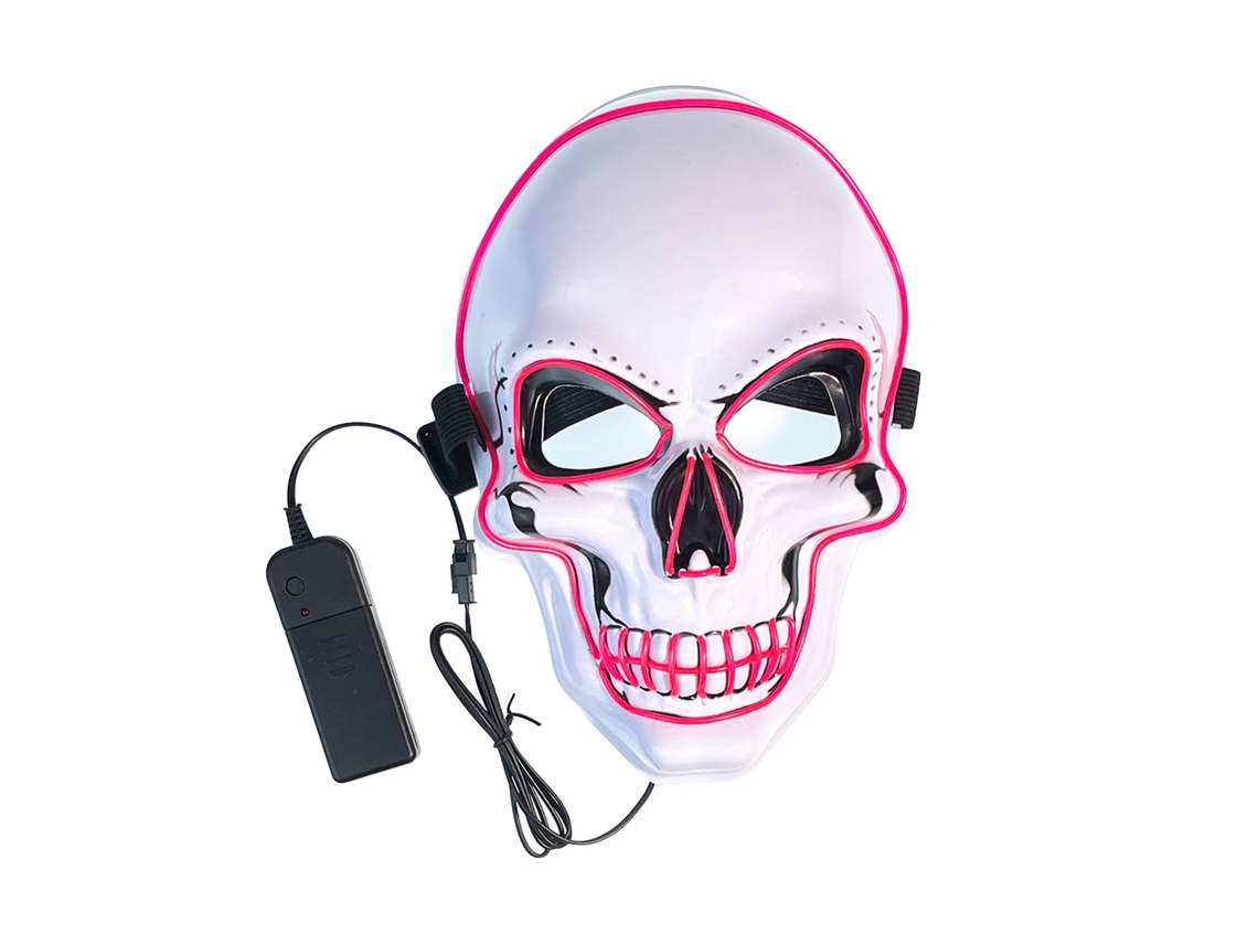 Máscara LED de calavera aterradora con 3 modos de luz rosa para Halloween