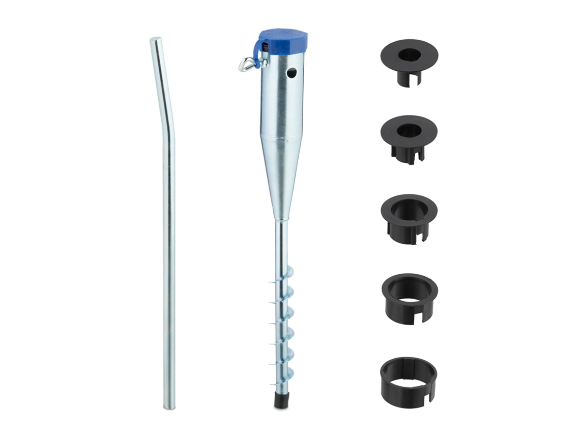 Tomada De Terra Relaxdays, Para Guarda-sol E Estendal, Aparafusar, Poste 25-55 Mm, Bucha De Terra, Prata/azul