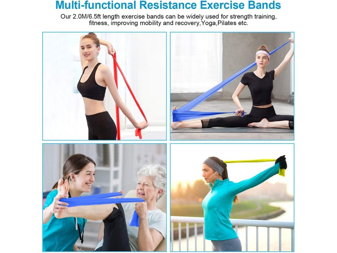 Banda elástica de fitness, banda elástica de 1,5 m/2 m, 3 niveles de  resistencia, banda elástica ideal para yoga, Pilates (3 piezas)