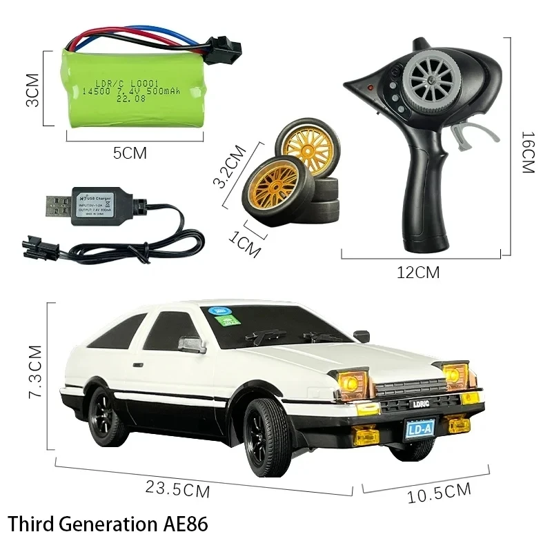 (blanco) Coche De Control Remoto Con Giroscopio De 2,4 G Y Luces Led, Modelo De Control Remoto A Escala Real