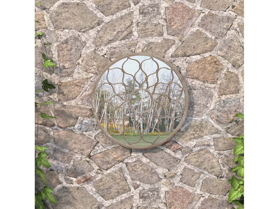 Espejo de Jardín de Pared para Uso Exterior Hierro 40 x 3 cm Arena