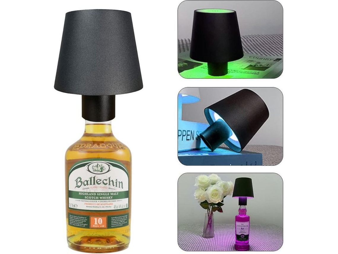 Lámpara de mesa LED táctica inalámbrica recargable con regulador de intensidad IP54 para botellas, restaurantes, BSM Black RGB