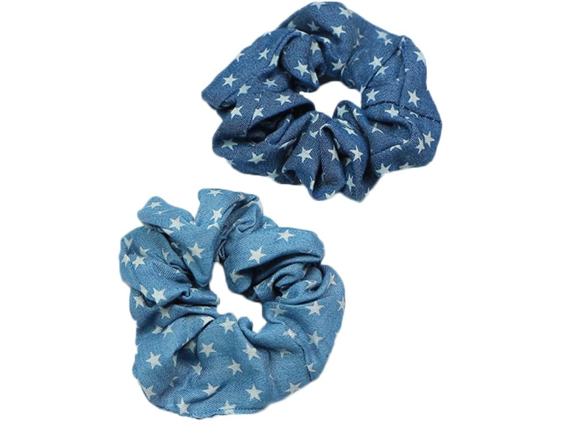 Conjunto De 8 Elásticos De Cabelo Em Jeans Azul Para Mulheres