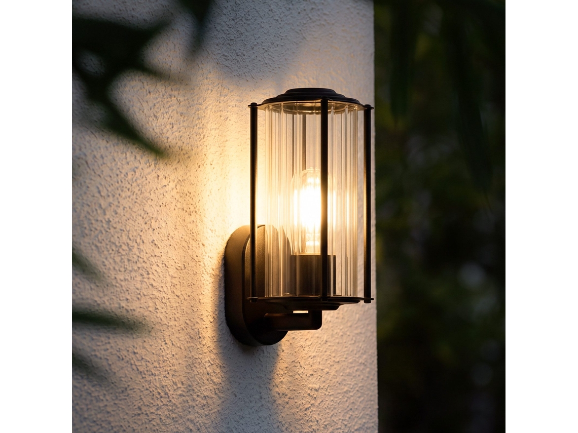 Zmh Lámpara De Pared Para Interiores Y Exteriores Negra E27 Max. 40w Sin Bombilla Para Jardín Terraza Balcón