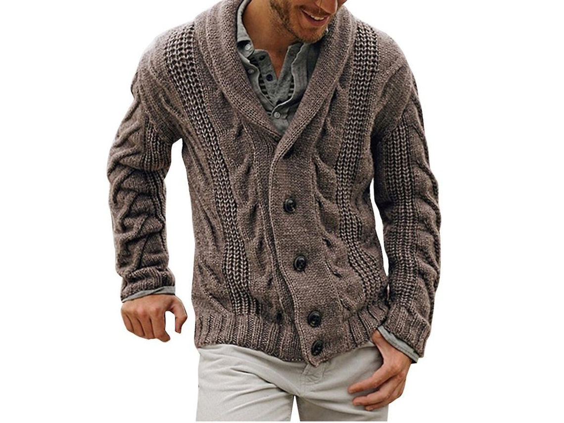 2026-chaqueta De Punto Para Hombre Mystdiy Con Cuello Clásico, Diseño Holgado, Manga Larga, Para Otoño E Invierno, Cómoda Y Anti-arrugas