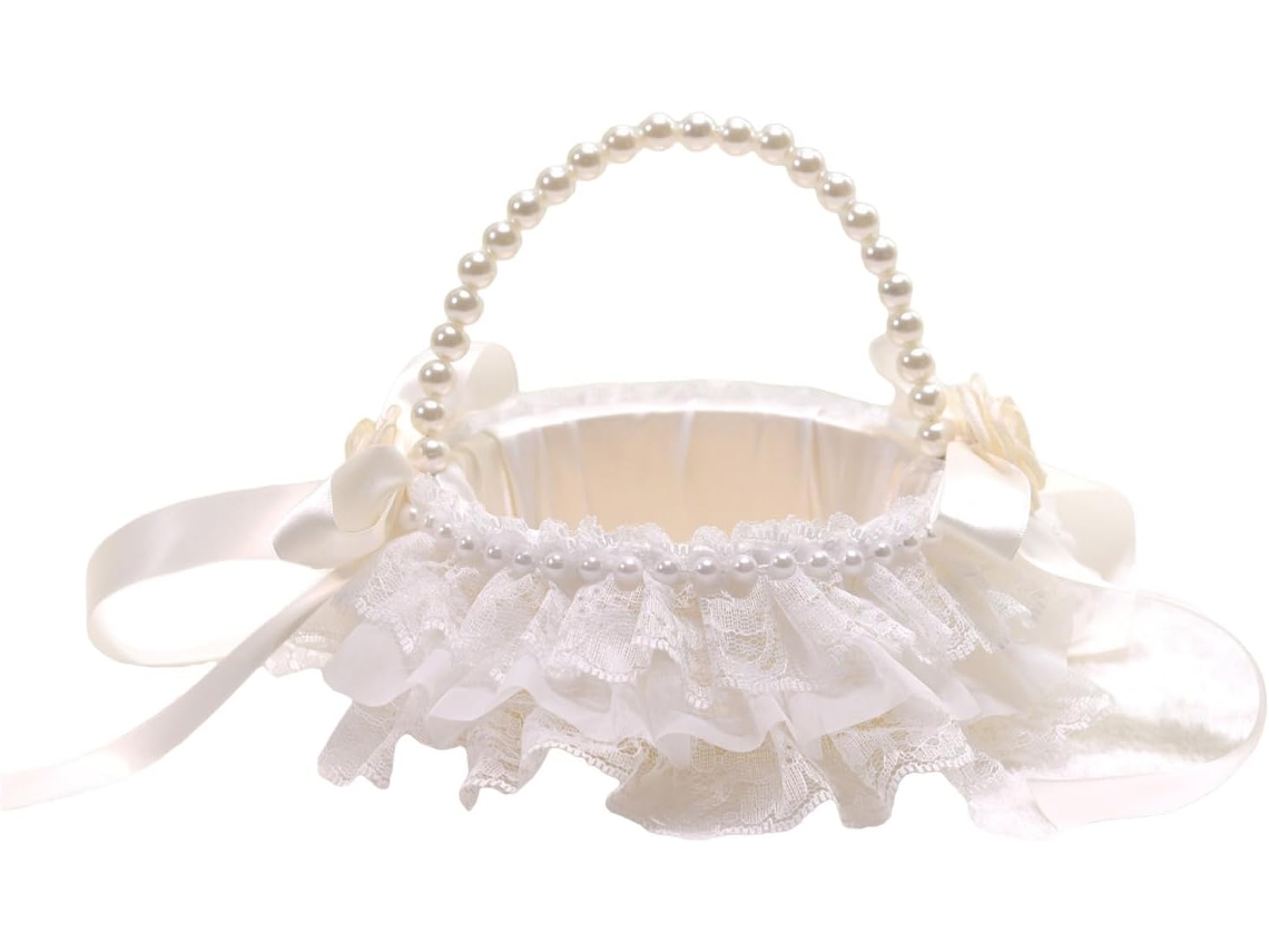 Cesta De Boda Para Niñas Con Asa Y Lazo, Decoración Para El Hogar Durante La Ceremonia.