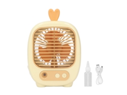 Ventilador De Escritorio Pequeño Con Humidificador, 3 Velocidades, Carga Usb, 1200 Mah, Amarillo