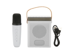 Máquina De Karaoke Con Luz Rgb, Altavoz Bluetooth Recargable Y 1 Micrófono Inalámbrico - Blanco