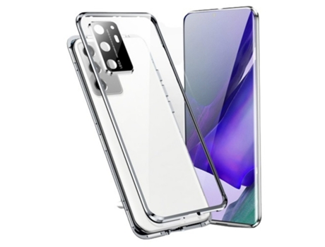 Carcasa magnética de Vidrio Templado Doble face para Samsung S23 Plata