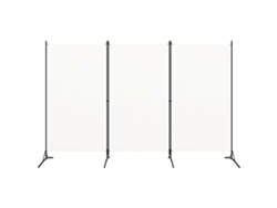 Biombo de 3 paneles, 260 x 180 cm, tela blanca, WSD321786, Adorable Home