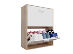 Sapateira estreita Casabel com 2 prateleiras dobráveis, organizador para 12 pares, sapateira de madeira para corredor, 60×24×80 cm
