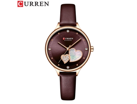 Relojes de Moda para Mujer Reloj Impermeable de Cuarzo con Correa de Cuero para Mujer-Concha Rosa púrpura LUUCOZK