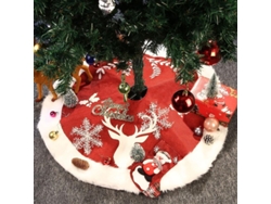 Falda Para Árbol De Navidad, Piel Sintética Blanca Como La Nieve, Rojo/blanco, Decoración Para Árbol De Navidad
