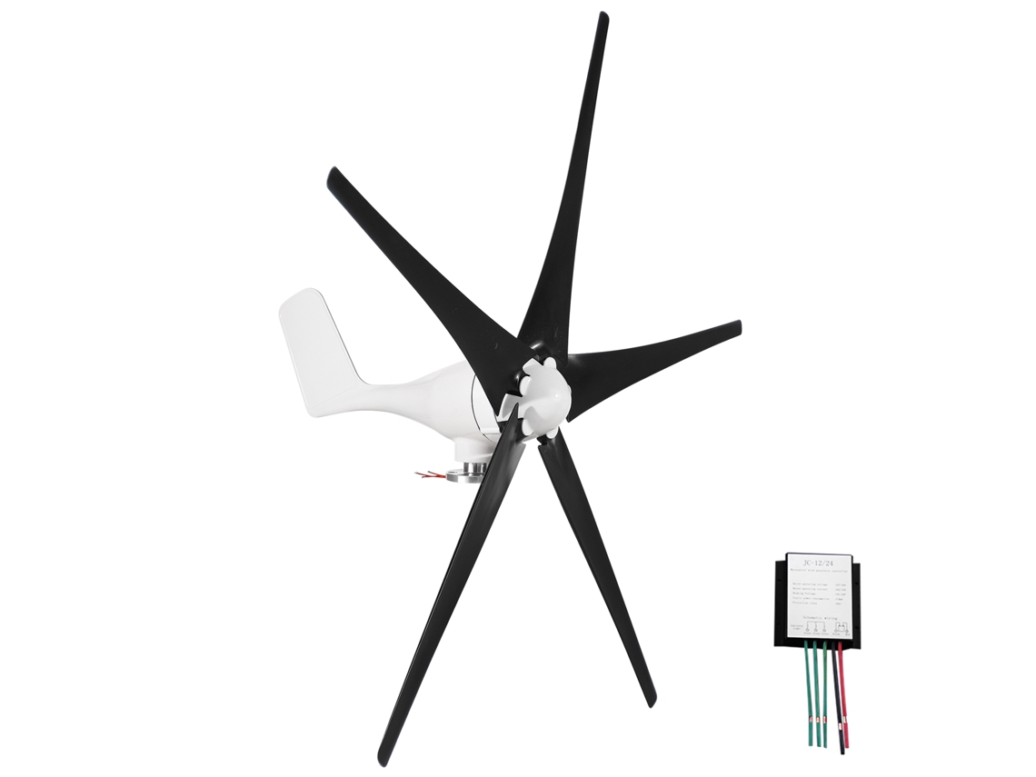 Kit de aerogenerador de 400 W y 12 V con controlador de carga híbrido de 5/6 palas y velocidad de arranque de 2,0 m/s. Generador de energía eólica para uso doméstico.