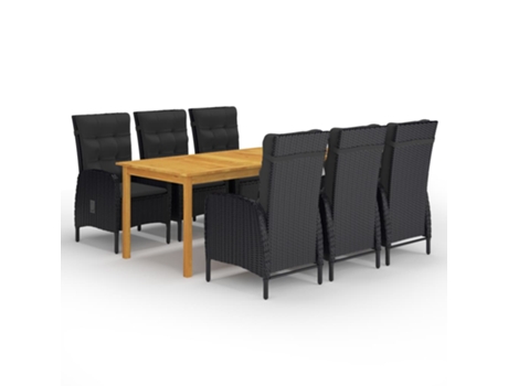 Conjunto 7 de comedor de jardín de VIDAXL negro