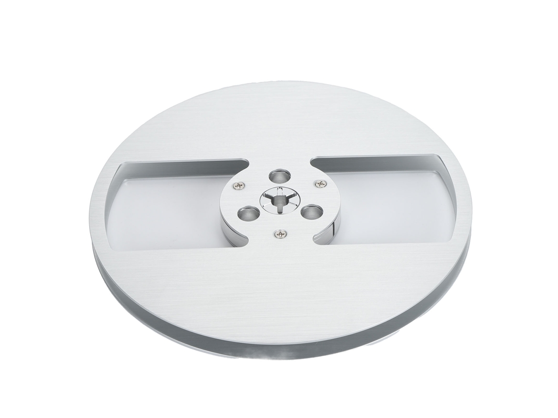 Carrete De Cinta Vacío De 7 1/4 Pulgadas Con 2 Orificios Para Máquina De Grabado De Bobina Abierta, Color Plata.