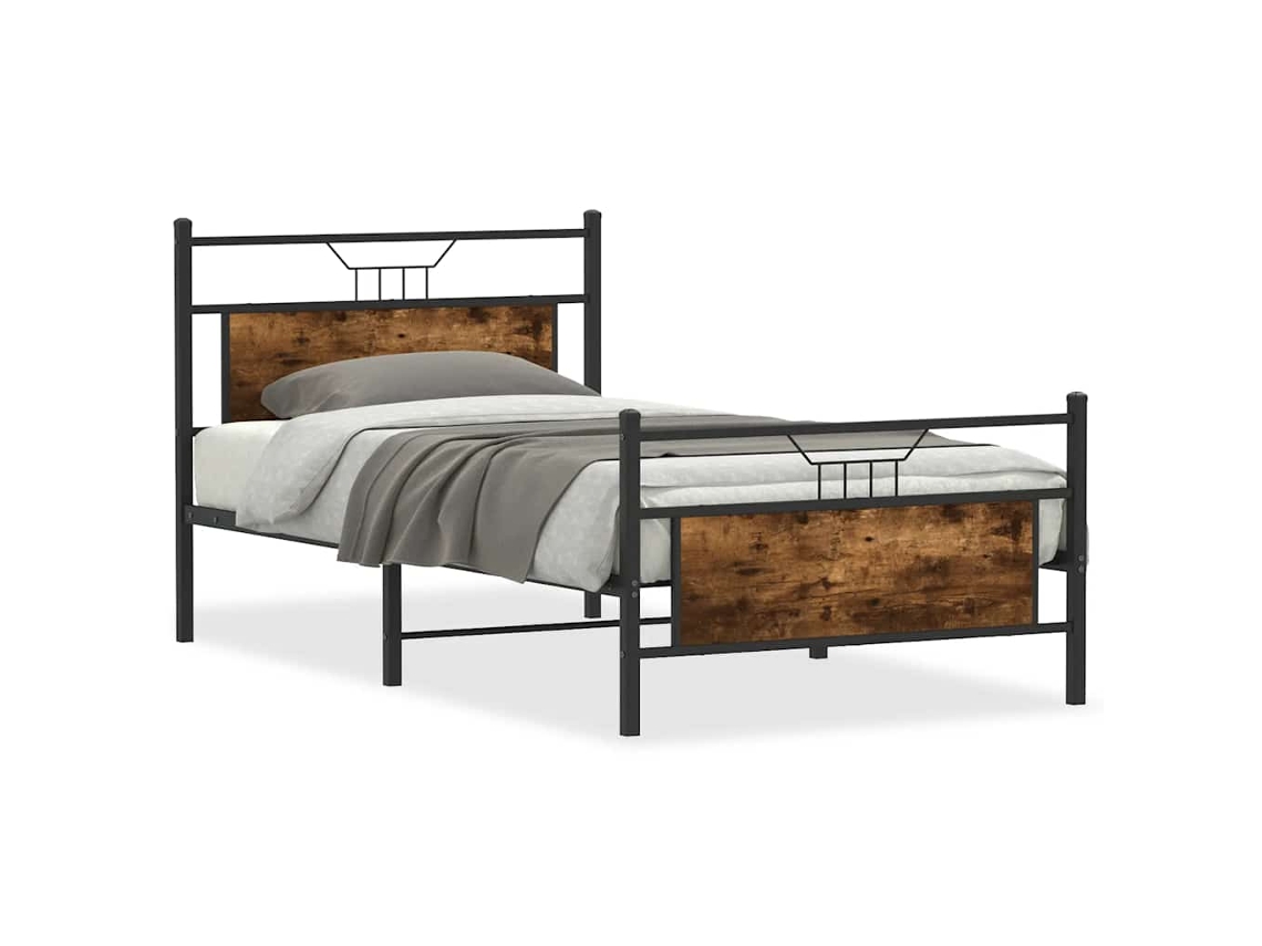 Maison Exclusive - Estructura De Cama Sin Colchón Madera Roble Ahumado 100x200 Cm