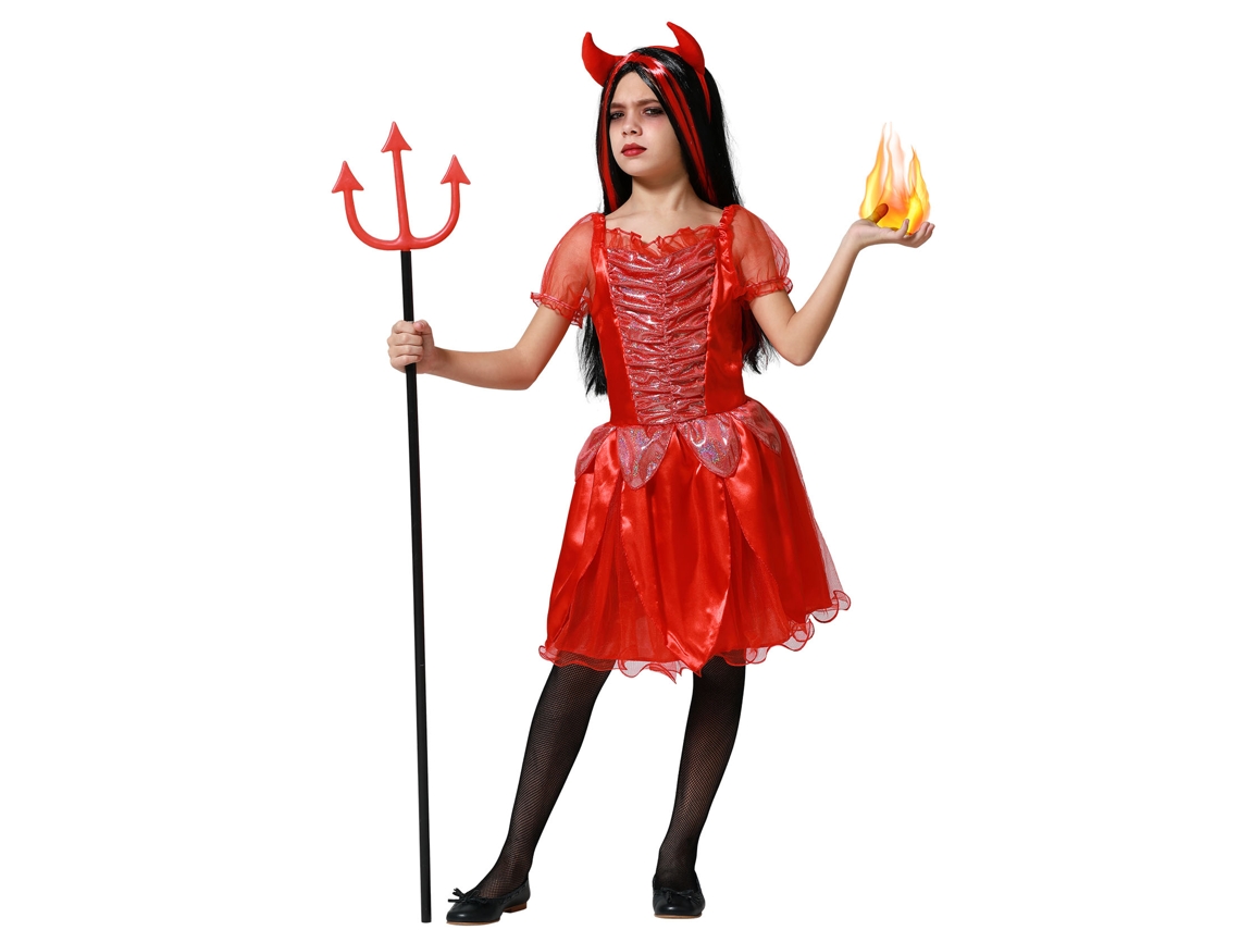Disfraz Demonia Roja Fuego Infantil Atosa
