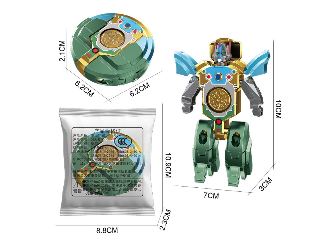 Robot Fidget Spinner transformable, juguete infantil verde DIGITALLAB