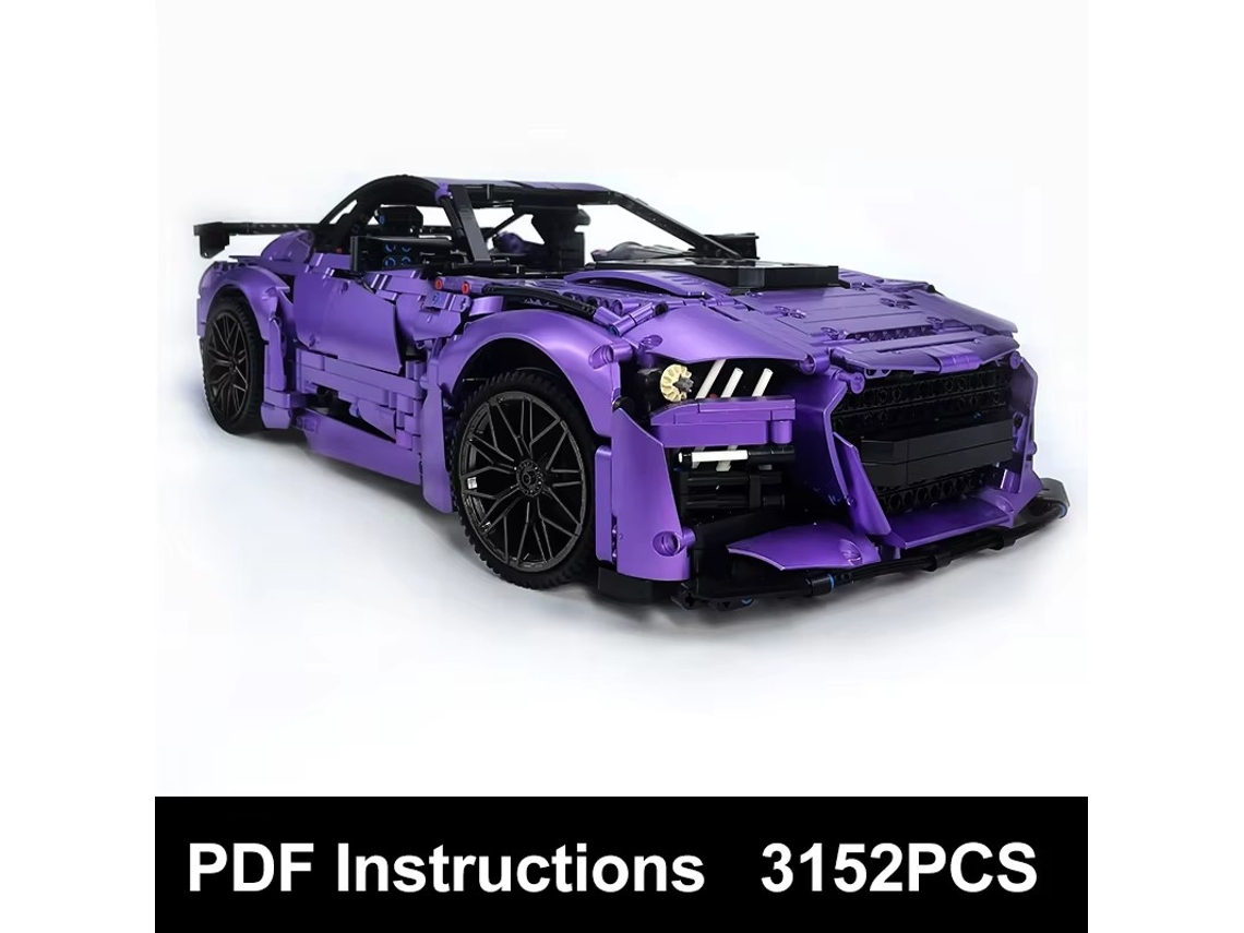 Modelo de superdeportivo electrogalvanizado morado a escala 1:8 en bloques de construcción MDUG