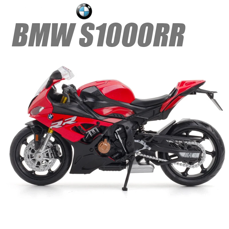 (Rojo) Miniatura de motocicleta de metal fundido a presión a escala 1/12