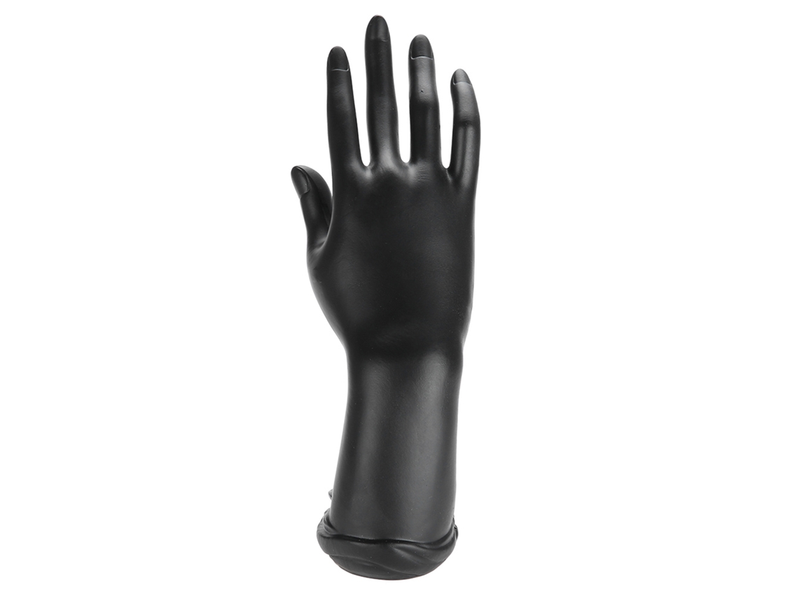 Exhibidor para anillos y pulseras con mano de maniquí de resina negra