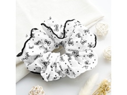 Crepe Estampado de Pelo Cuchu con Nudo de Mariposa en Blanco y Negro - NOTIFY