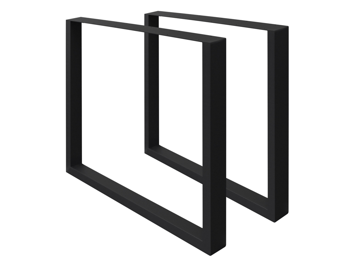 Set de 2 Patas de mesa industrial ECD 70 x 72cm acero en polvo negro perfiles cuadradros