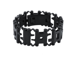 Pulseira multifuncional portátil 29 em 1 em aço inoxidável, estilo punk (preta)