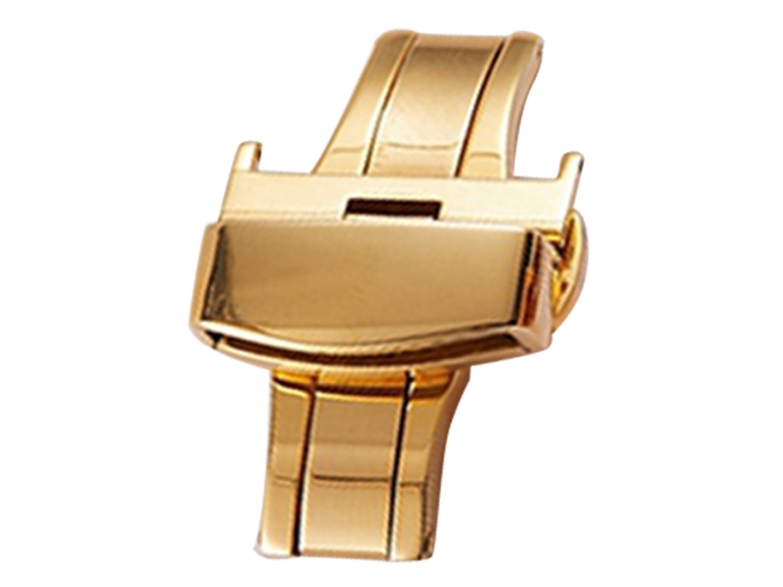 Cinturón De Reloj De Acero Inoxidable Con Clasp De Doble Botón Plegable 22mm Oro