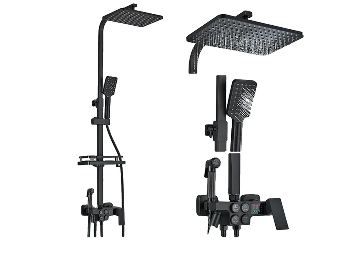 Grifo de baño, mezclador termostático LCD, boquilla para bidé y grifo para bañera, color negro, agua caliente y fría, OEM