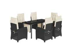 Maison Exclusive - Set De Comedor De Jardín 7 Pzas Y Cojines Ratán Sintético Negro