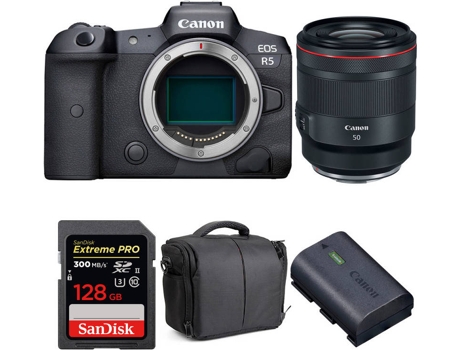 Kit Cámara CANON EOS R5 RF 50mm f/1.2L USM + SanDisk 128 GB + Batería + Bolsa (Full-Frame)