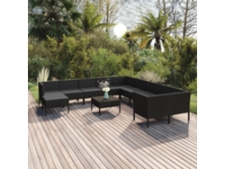 Conjunto de jardín DKD Home Decor de 12 piezas con cojines de mimbre negros