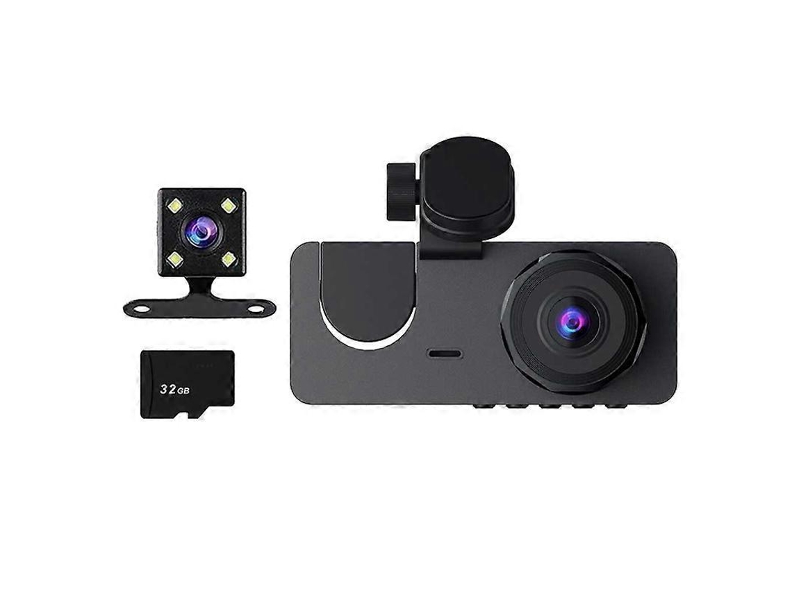 Cámara de grabación para coche HD 1080p, 3 lentes, DVR inalámbrico, frontal, trasera, para interiores.
