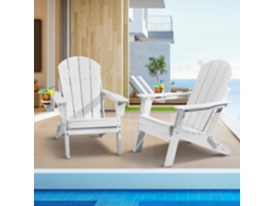 Juego de 2 sillas Adirondack plegables de plástico duradero con portavasos Tekmaquinas