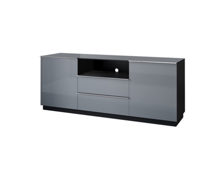 Mueble TV Alto Vinicus HOME STORY (Gris y Negro - Tablero Laminado, Metal y Vidro - 180x71x48 cm)