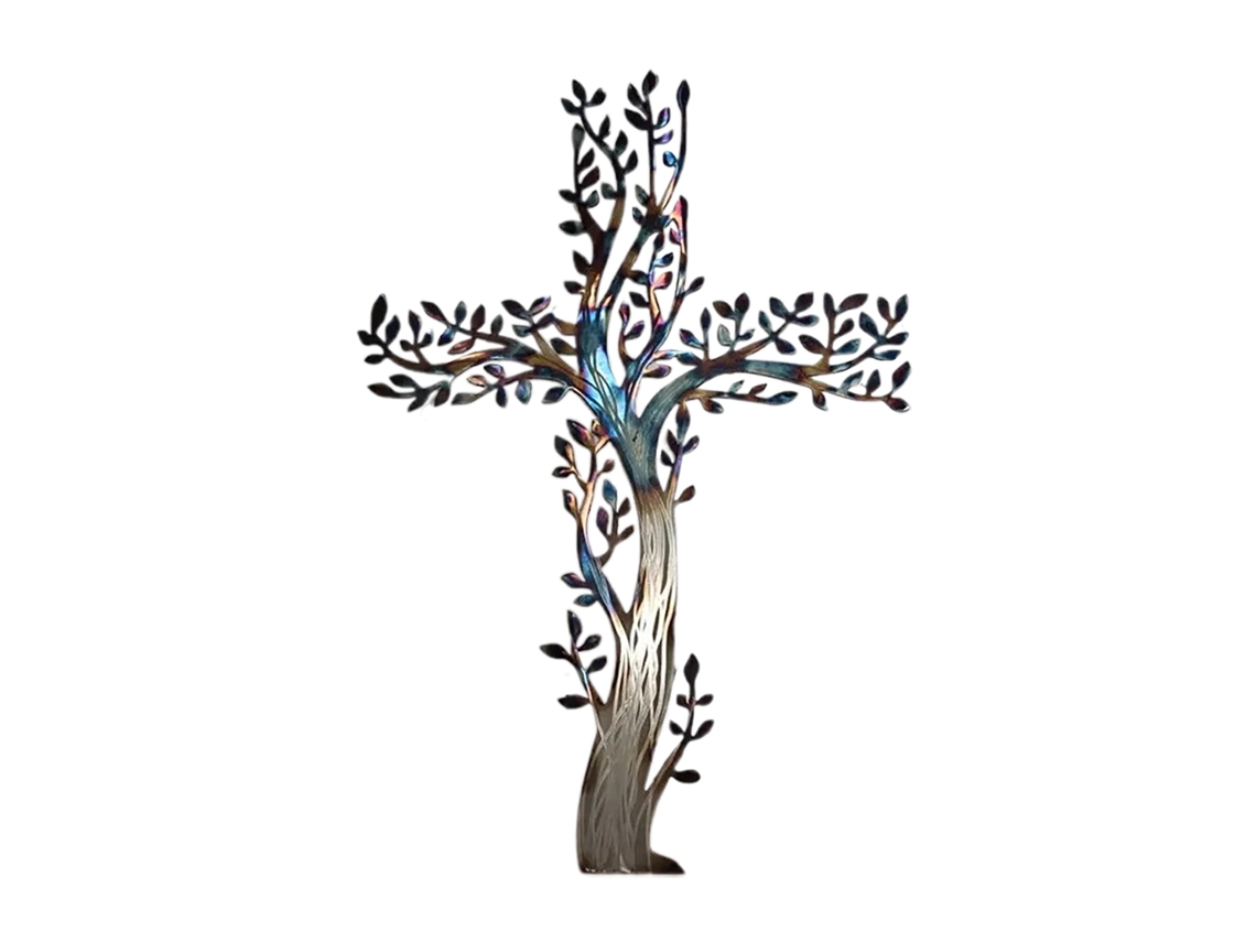 Arte de Parede Metal Cruz de Árvore Decorativa Parede