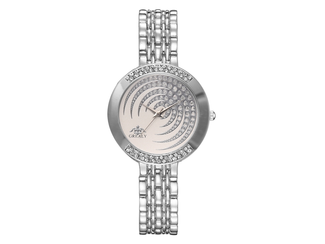 Reloj De Pulsera Delgado De Aleación Para Mujer Con Esfera Adornada Con Diamantes De Imitación, De Cuarzo Plateado.